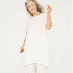 ES georgia dress in ivory linen gauze